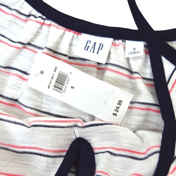 GAP Cotton Front‎ Easy Tie Thin Stripe Tank Top, Size Small NEW - Picture 2 of 6